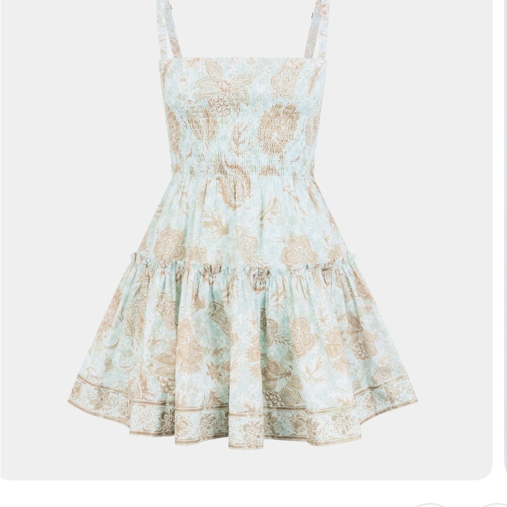 Hill House The Seraphina Mini Nap Dress Aqua Calico Trellis